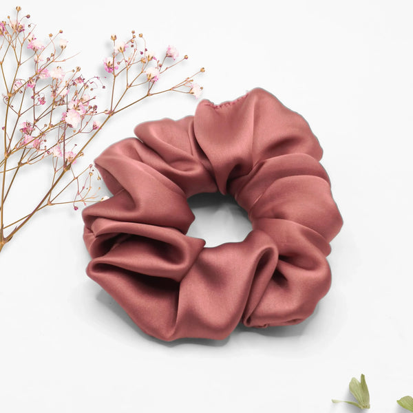 Dusty Rose Silk Scrunchie