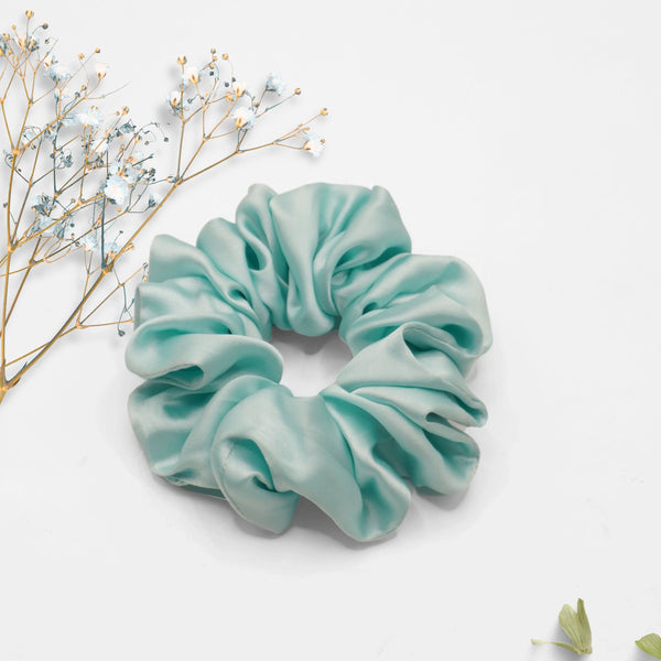 Aqua Breeze Satin Scrunchie