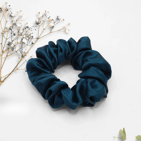 Deep Teal Silk Scrunchie