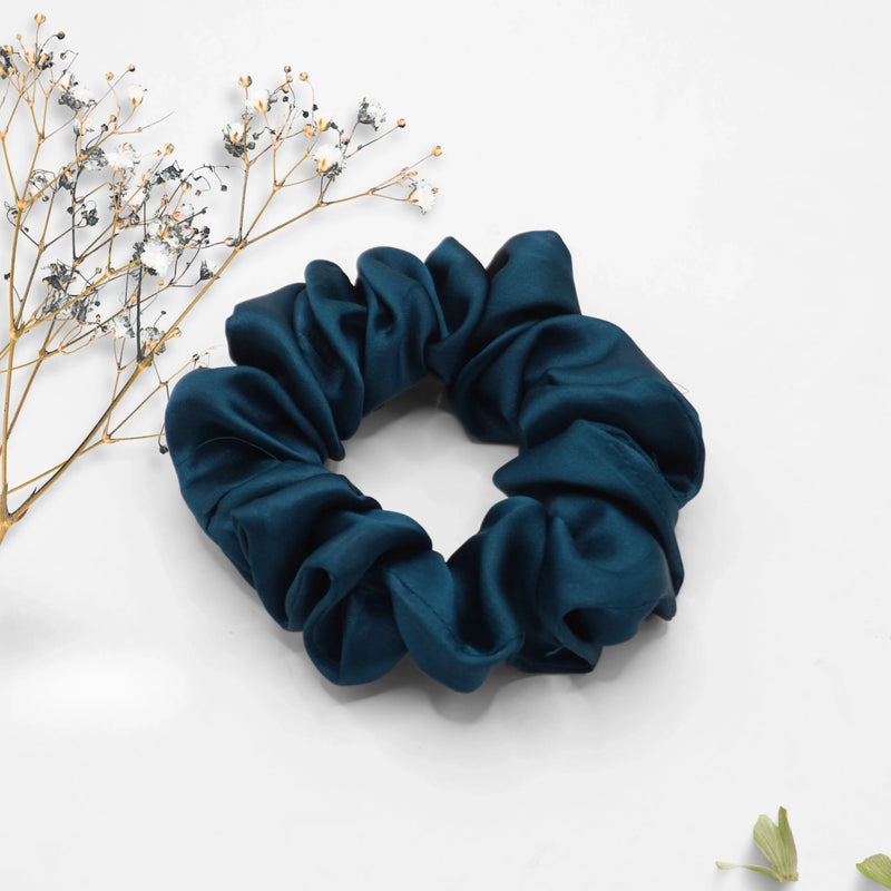 Deep Teal Silk Scrunchie