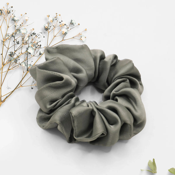 Olive Smoke Silk Scrunchie