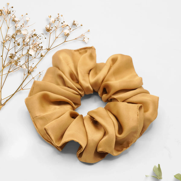Camel Gold Satin Scrunchie
