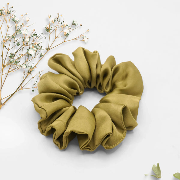 Desert Olive Silk Scrunchie
