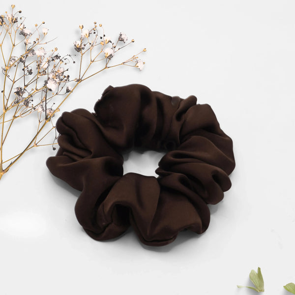 Mocha Luxe Silk Scrunchie