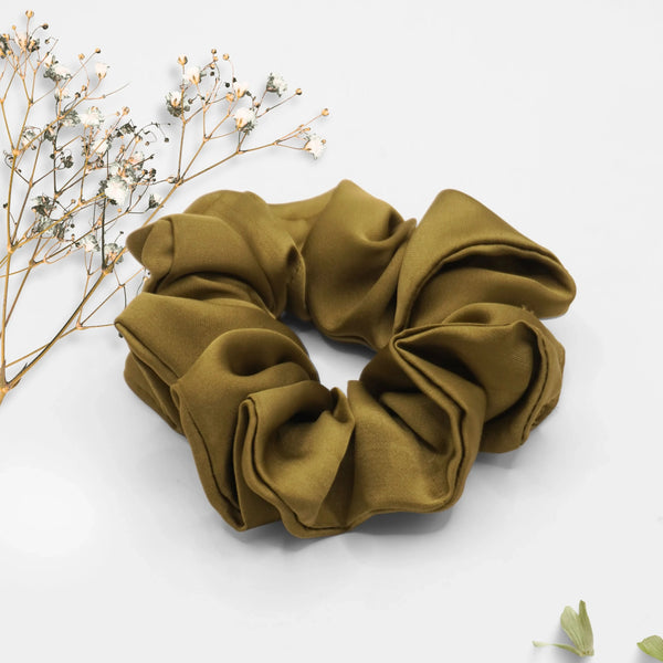Olive Dust Silk Scrunchie