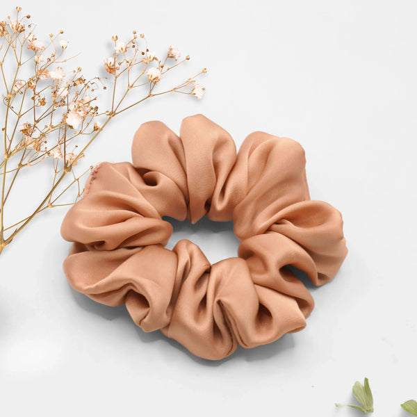 Caramel Nude Silk Scrunchie