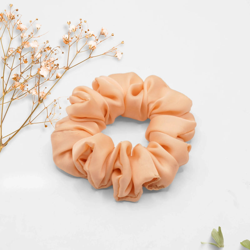 Peach Cream Satin Scrunchie